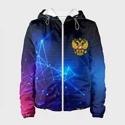 Куртка с капюшоном женская Герб РФ абстракция текстура, цвет: 3D-белый