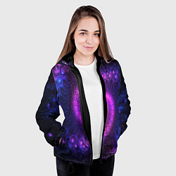 Куртка с капюшоном женская Фрактальный неон, цвет: 3D-черный — фото 2