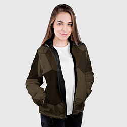 Куртка с капюшоном женская Тёмно-коричневый крупная мозаика, цвет: 3D-черный — фото 2