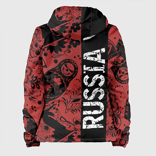 Женская куртка Россия на фоне матрёшек балалайки и славянских узо / 3D-Белый – фото 2