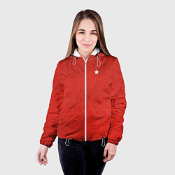 Куртка с капюшоном женская Паттерн Пенроуза красный, цвет: 3D-белый — фото 2