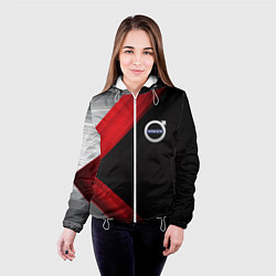 Куртка с капюшоном женская Volvo metal stripes, цвет: 3D-белый — фото 2