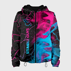 Куртка с капюшоном женская Stumble Guys - neon gradient по-вертикали, цвет: 3D-черный
