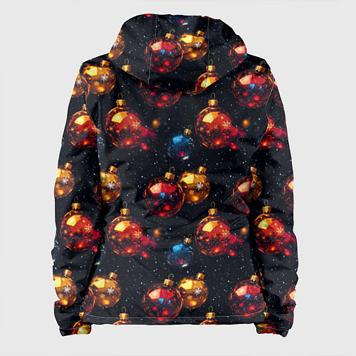 Женская куртка Новогодние шары паттерн / 3D-Белый – фото 2