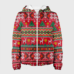 Женская куртка Текстура свитерной вязки новогодняя