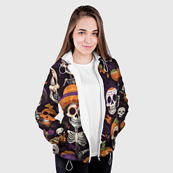 Куртка с капюшоном женская Страшилки хэллоуин, цвет: 3D-белый — фото 2