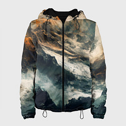 Куртка с капюшоном женская Иллюстрация хаоса в грубом стиле, цвет: 3D-черный