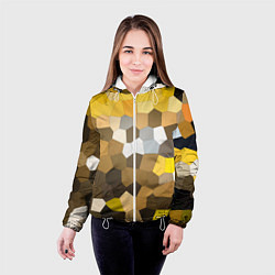 Куртка с капюшоном женская Желто белая мозаика, цвет: 3D-белый — фото 2
