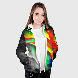 Куртка с капюшоном женская Текстура краски, цвет: 3D-белый — фото 2