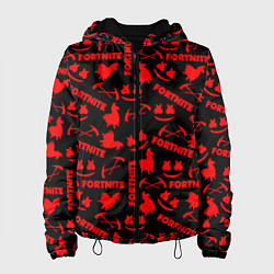 Куртка с капюшоном женская Fortnite pattern game red, цвет: 3D-черный