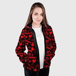 Куртка с капюшоном женская Fortnite pattern game red, цвет: 3D-черный — фото 2