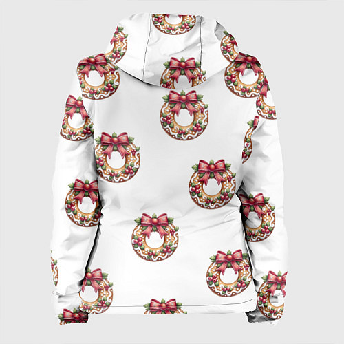 Женская куртка Много новогодних пончиков с бантиком и ягодами / 3D-Белый – фото 2