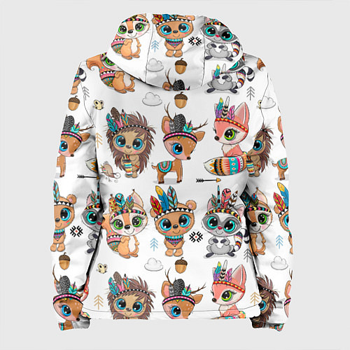 Женская куртка Зверушки индейцы цветной паттерн / 3D-Черный – фото 2