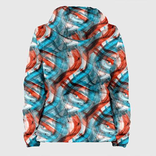 Женская куртка Акварель голубые и красные мазки / 3D-Черный – фото 2