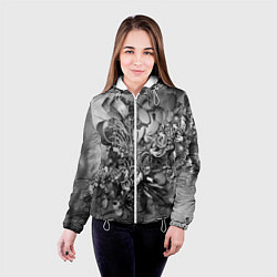 Куртка с капюшоном женская Абстракция оптический узор, цвет: 3D-белый — фото 2