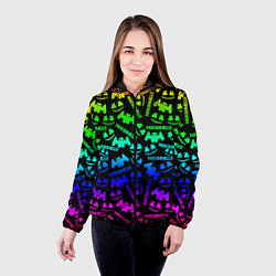 Куртка с капюшоном женская Marshmello neon steel pattern, цвет: 3D-черный — фото 2