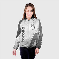 Куртка с капюшоном женская Totoro - white gradient вертикально, цвет: 3D-черный — фото 2