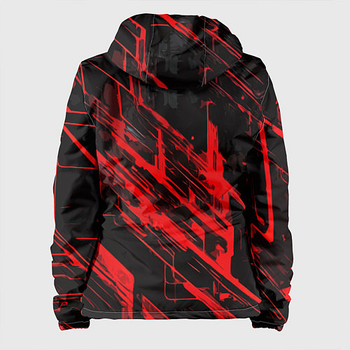 Женская куртка Red stripes on a black background / 3D-Черный – фото 2