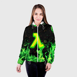 Куртка с капюшоном женская Half life огонь зеленый, цвет: 3D-белый — фото 2