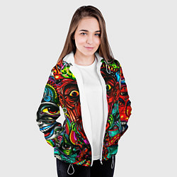 Куртка с капюшоном женская Мексиканский стиль психоделика, цвет: 3D-белый — фото 2
