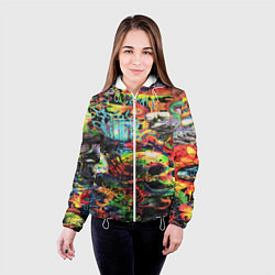 Куртка с капюшоном женская Кислотные рисунки психоделика, цвет: 3D-белый — фото 2