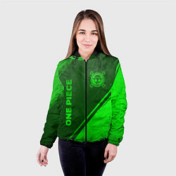 Куртка с капюшоном женская One Piece - green gradient вертикально, цвет: 3D-черный — фото 2