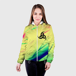 Куртка с капюшоном женская Славянская символики лого, цвет: 3D-белый — фото 2