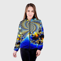 Куртка с капюшоном женская Фрактальный психоделики узор, цвет: 3D-черный — фото 2