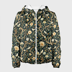 Женская куртка Узор с птицами зеленый