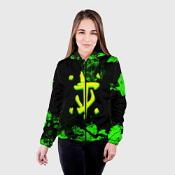 Куртка с капюшоном женская Doom кислотное лого в огне, цвет: 3D-черный — фото 2