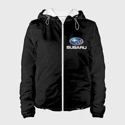 Куртка с капюшоном женская Subaru logo auto, цвет: 3D-белый
