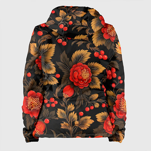 Женская куртка Русская хохлома, цветы, паттерн / 3D-Белый – фото 2