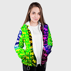 Куртка с капюшоном женская Marshmello pattern neon steel, цвет: 3D-белый — фото 2