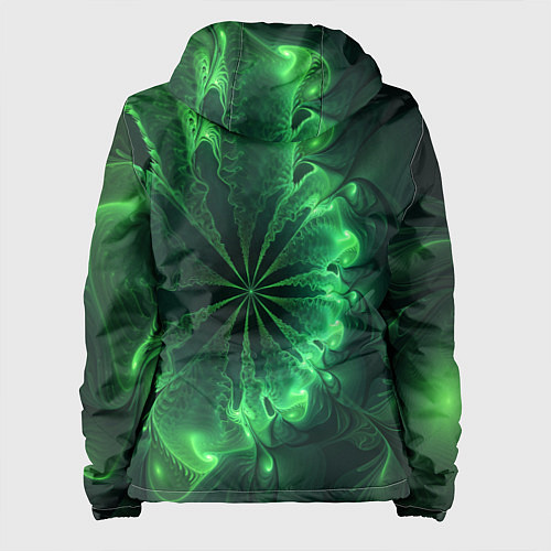 Женская куртка Оптический зелёный фрактал / 3D-Белый – фото 2