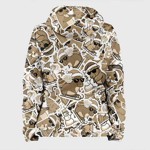 Женская куртка Патерн новогодняя капибара в бежевом / 3D-Белый – фото 2