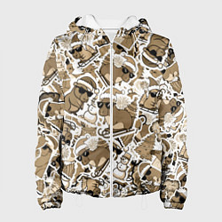 Женская куртка Патерн новогодняя капибара в бежевом