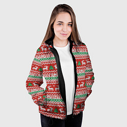 Куртка с капюшоном женская Deer christmas pattern, цвет: 3D-черный — фото 2
