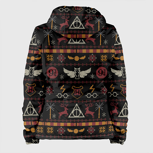 Женская куртка Новогодний паттерн - Гарри Поттер / 3D-Черный – фото 2