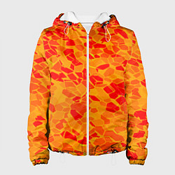 Куртка с капюшоном женская Красные плитки на жёлтом фоне, цвет: 3D-белый