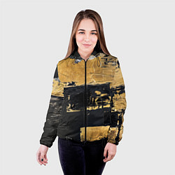 Куртка с капюшоном женская Абстракция черная и коричневая краска, цвет: 3D-черный — фото 2
