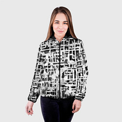 Куртка с капюшоном женская Бело-чёрная абстракция, цвет: 3D-черный — фото 2