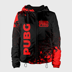 Куртка с капюшоном женская PUBG - red gradient вертикально, цвет: 3D-черный