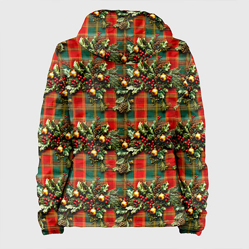 Женская куртка Остролистный падуб на шотландской ткани / 3D-Белый – фото 2
