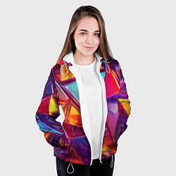 Куртка с капюшоном женская Разноцветные треугольники 2, цвет: 3D-белый — фото 2