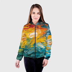 Куртка с капюшоном женская Хаотичный цветные мазки краски, цвет: 3D-черный — фото 2