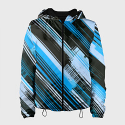 Женская куртка Синие диагональные полосы на чёрном фоне