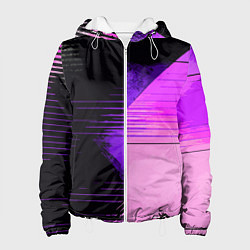 Женская куртка Горизонтальные полосы на чёрно-розовом фоне