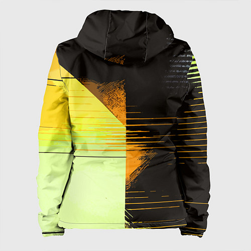 Женская куртка Горизонтальные полосы на чёрно-жёлтом фоне / 3D-Белый – фото 2