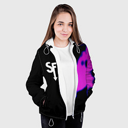 Куртка с капюшоном женская Sally Face неон краски, цвет: 3D-белый — фото 2