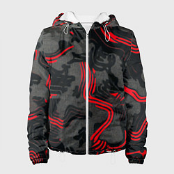 Женская куртка Камуфляж черный в красную полоску